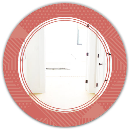 Triangual Retro Coral Pattern - Modern Round or Oval Wall Mirror - Triple C