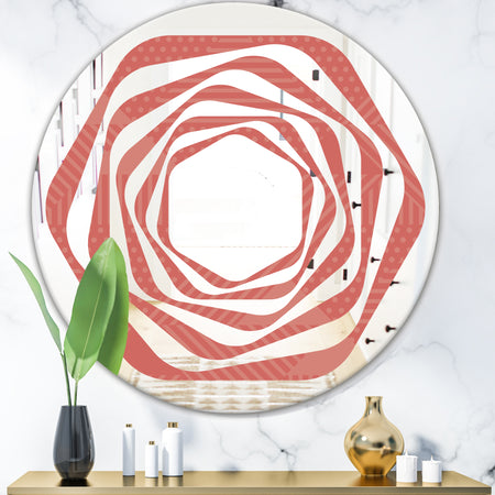 Triangual Retro Coral Pattern - Modern Round or Oval Wall Mirror - Whirl