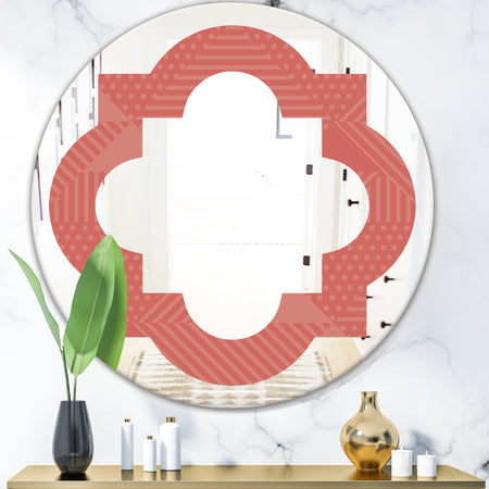 Triangual Retro Coral Pattern - Modern Round or Oval Wall Mirror - Quatrefoil