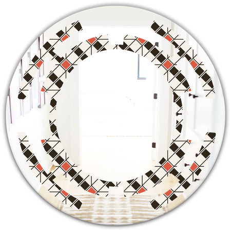 Abstract Design Retro Pattern IV - Modern Round or Oval Wall Mirror - Space