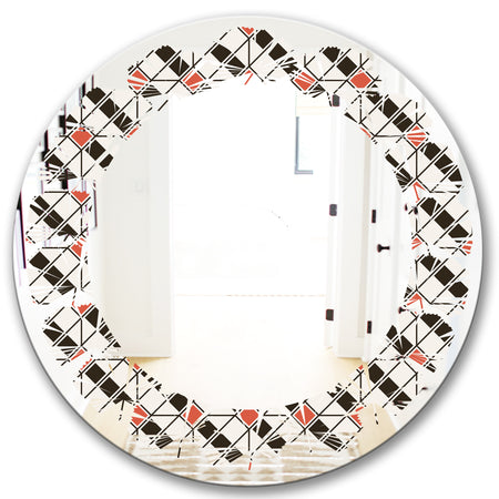 Abstract Design Retro Pattern IV - Modern Round or Oval Wall Mirror - Leaves