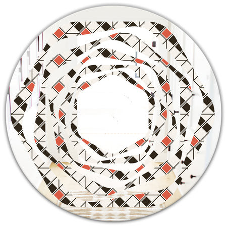 Abstract Design Retro Pattern IV - Modern Round or Oval Wall Mirror - Whirl