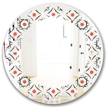 Abstract Retro Design V - Modern Round or Oval Wall Mirror - Leaves