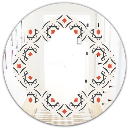 Abstract Retro Design V - Modern Round or Oval Wall Mirror - Quatrefoil