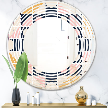 Geometrical Retro Design I - Modern Round or Oval Wall Mirror - Wave