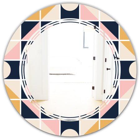 Geometrical Retro Design I - Modern Round or Oval Wall Mirror - Triple C