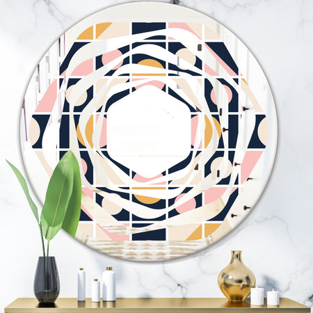 Geometrical Retro Design I - Modern Round or Oval Wall Mirror - Whirl