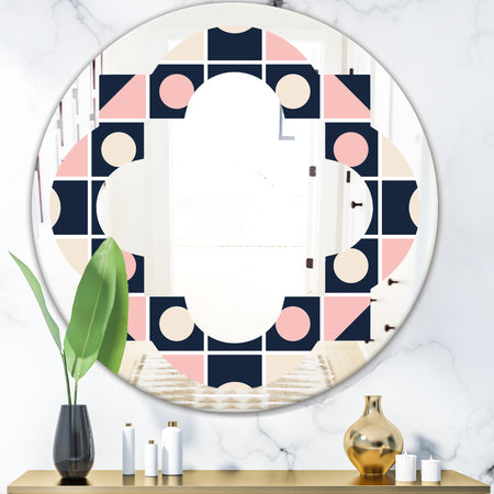 Geometrical Retro Design I - Modern Round or Oval Wall Mirror - Quatrefoil
