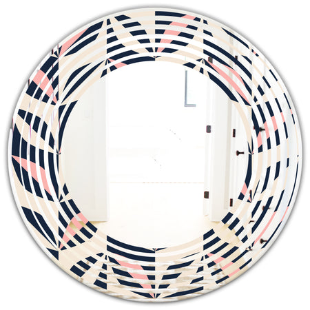 Floral Retro Botanical Pattern III - Modern Round or Oval Wall Mirror - Wave