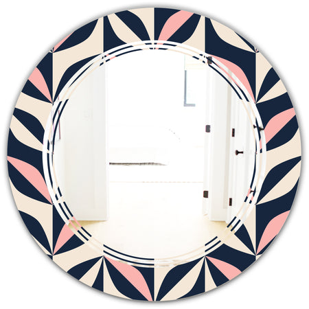 Floral Retro Botanical Pattern III - Modern Round or Oval Wall Mirror - Triple C
