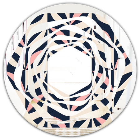Floral Retro Botanical Pattern III - Modern Round or Oval Wall Mirror - Whirl