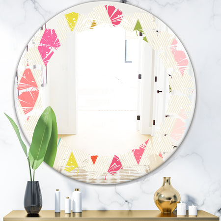 Diamond Retro III - Modern Round or Oval Wall Mirror - Leaves