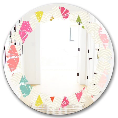 Diamond Retro III - Modern Round or Oval Wall Mirror - Leaves