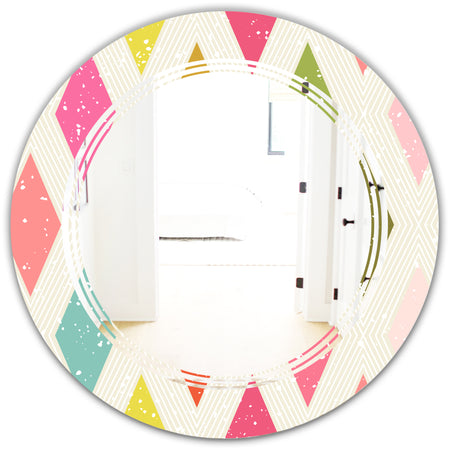 Diamond Retro III - Modern Round or Oval Wall Mirror - Triple C