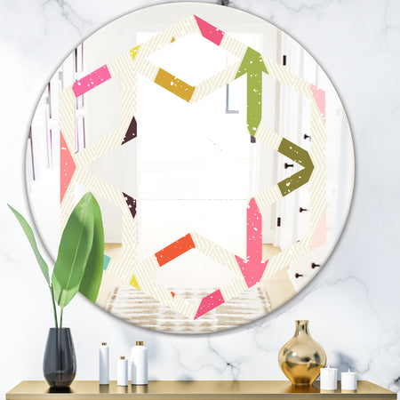 Diamond Retro III - Modern Round or Oval Wall Mirror - Hexagon Star