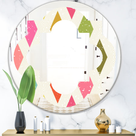 Diamond Retro III - Modern Round or Oval Wall Mirror - Quatrefoil