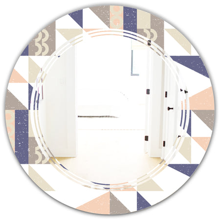 Retro Geometric Design X - Modern Round or Oval Wall Mirror - Triple C