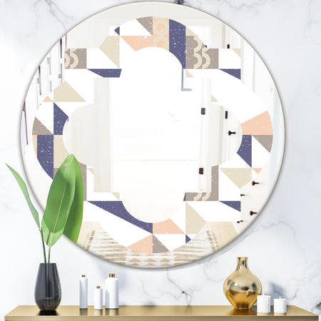 Retro Geometric Design X - Modern Round or Oval Wall Mirror - Quatrefoil