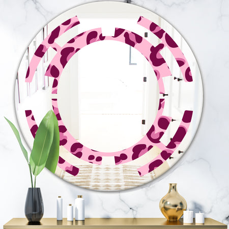 Pink Leopard Pattern - Modern Round or Oval Wall Mirror - Space