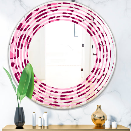 Pink Leopard Pattern - Modern Round or Oval Wall Mirror - Wave