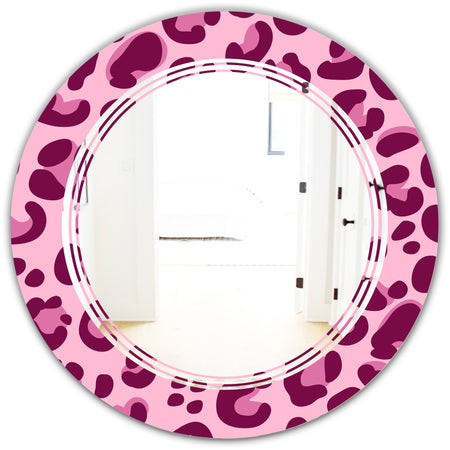 Pink Leopard Pattern - Modern Round or Oval Wall Mirror - Triple C