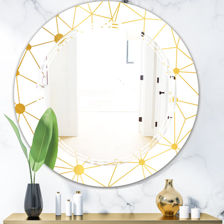 Golden Grid I - Modern Round or Oval Wall Mirror - Triple C