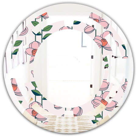 Floral Botanical Retro XII - Cottage Round or Oval Wall Mirror - Space