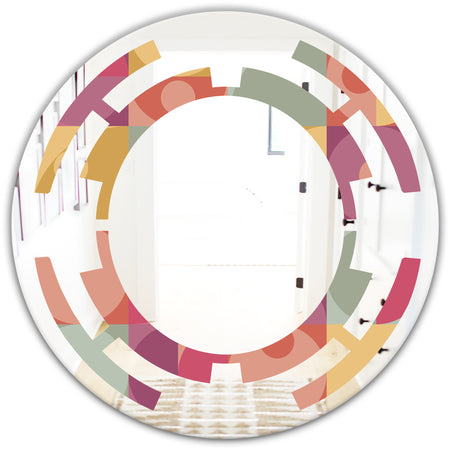 Geometric Retro Minimal I - Modern Round or Oval Wall Mirror - Space