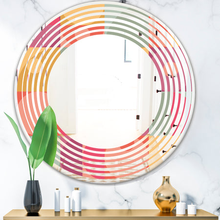 Geometric Retro Minimal I - Modern Round or Oval Wall Mirror - Wave
