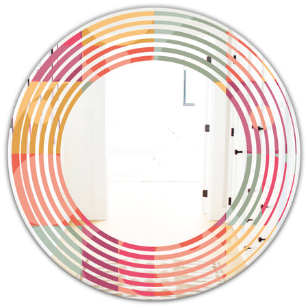 Geometric Retro Minimal I - Modern Round or Oval Wall Mirror - Wave