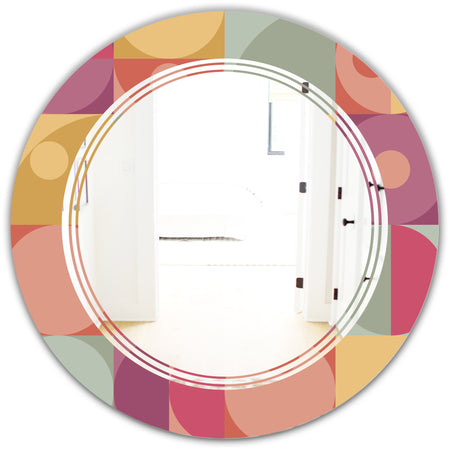 Geometric Retro Minimal I - Modern Round or Oval Wall Mirror - Triple C