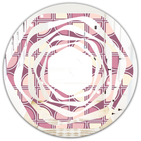 Retro Purple Pink Desing - Modern Round or Oval Wall Mirror - Whirl