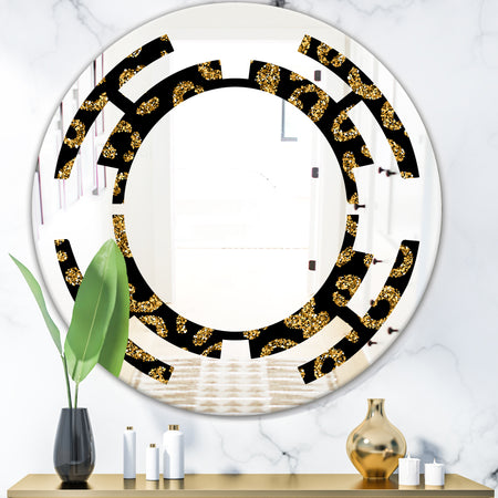 Golden Leopard Fur - Modern Round or Oval Wall Mirror - Space