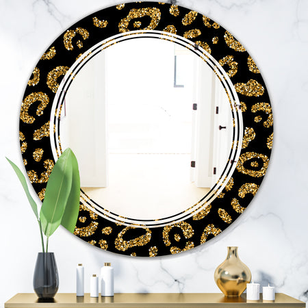 Golden Leopard Fur - Modern Round or Oval Wall Mirror - Triple C