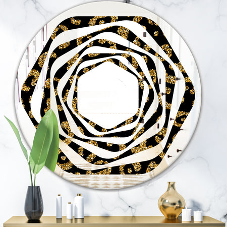 Golden Leopard Fur - Modern Round or Oval Wall Mirror - Whirl