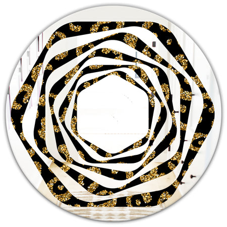 Golden Leopard Fur - Modern Round or Oval Wall Mirror - Whirl