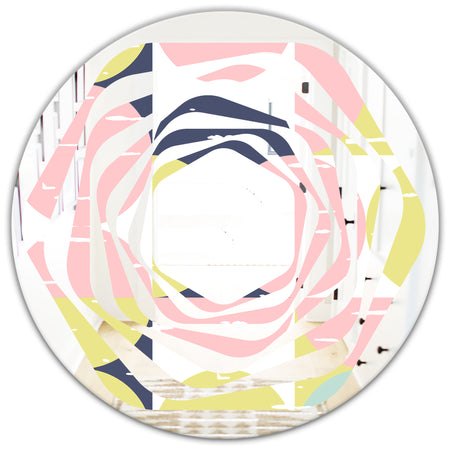 Retro Pastel Circular Pattern I - Modern Round or Oval Wall Mirror - Whirl
