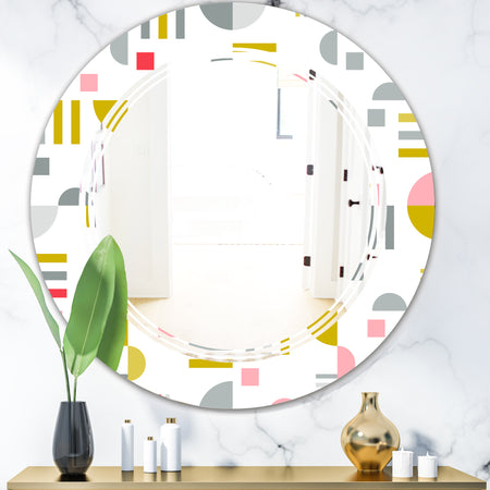 Retro Abstract Design XVI - Modern Round or Oval Wall Mirror - Triple C