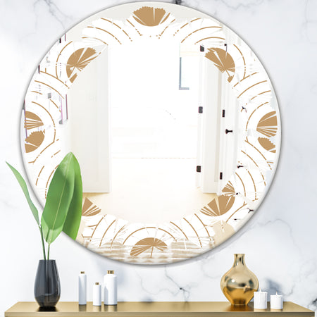 Circular Retro Design - Modern Round or Oval Wall Mirror - Leaves