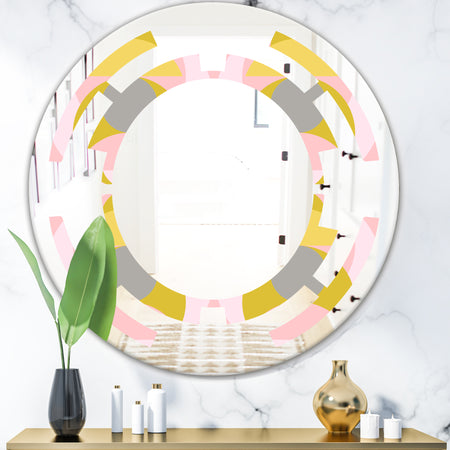 Retro Pastel Circular Pattern IV - Modern Round or Oval Wall Mirror - Space