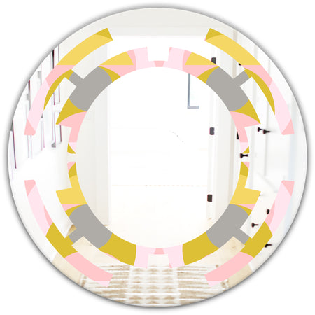 Retro Pastel Circular Pattern IV - Modern Round or Oval Wall Mirror - Space