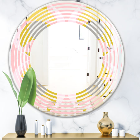 Retro Pastel Circular Pattern IV - Modern Round or Oval Wall Mirror - Wave