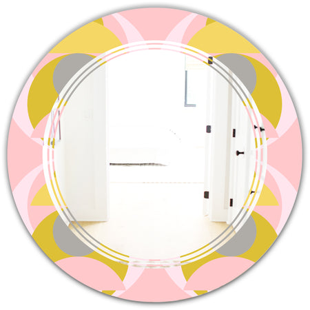 Retro Pastel Circular Pattern IV - Modern Round or Oval Wall Mirror - Triple C