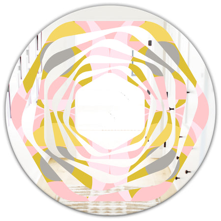 Retro Pastel Circular Pattern IV - Modern Round or Oval Wall Mirror - Whirl