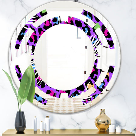Leopard Fur Safari VIII - Modern Round or Oval Wall Mirror - Space