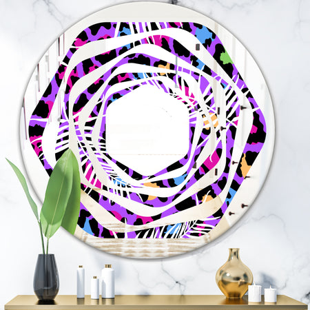 Leopard Fur Safari VIII - Modern Round or Oval Wall Mirror - Whirl
