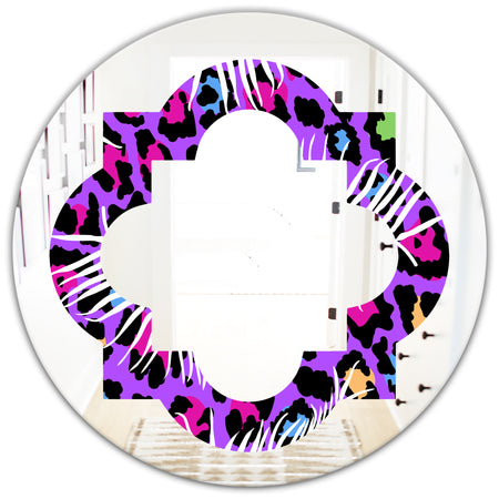 Leopard Fur Safari VIII - Modern Round or Oval Wall Mirror - Quatrefoil