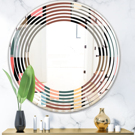 Retro Square Design II - Modern Round or Oval Wall Mirror - Wave