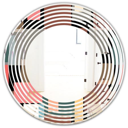 Retro Square Design II - Modern Round or Oval Wall Mirror - Wave