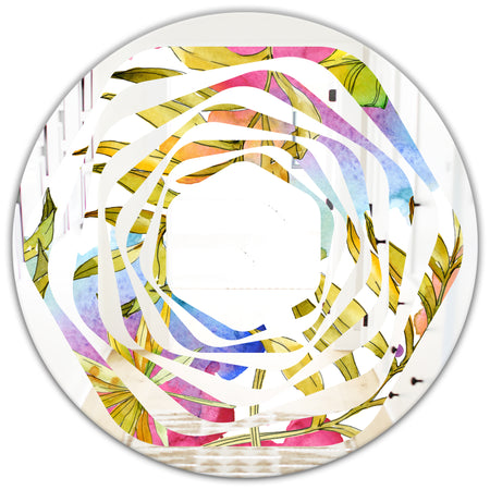 Tropical Foliage IV - Cottage Round or Oval Wall Mirror - Whirl